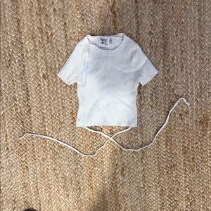 Princess Polly White Ribbed Short Sleeve Crop Top